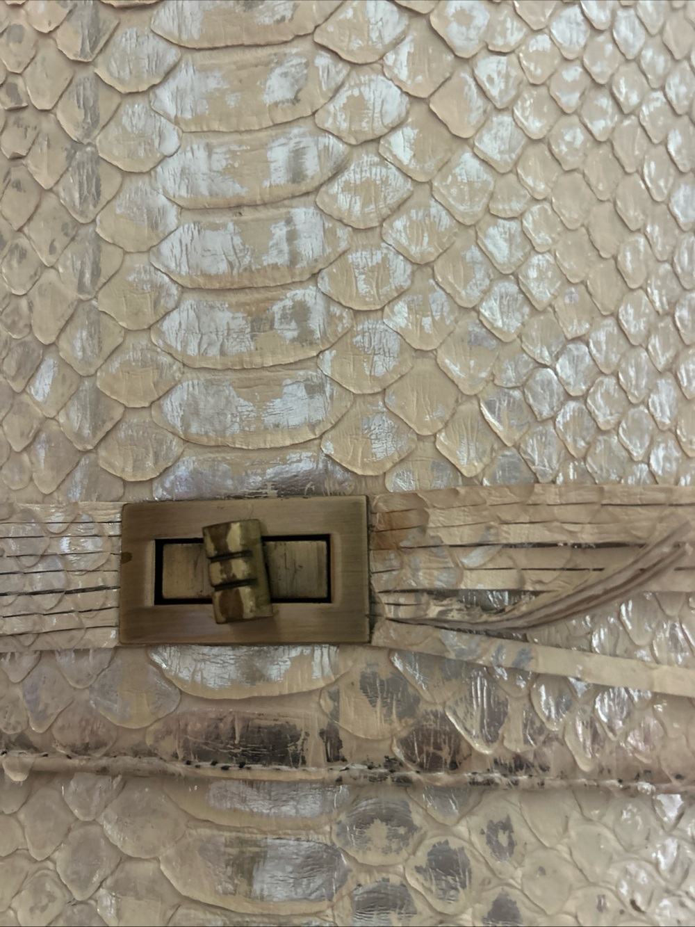 Metallic Python-Texture Crossbody Bag in Light Silver - Picture 5 of 7